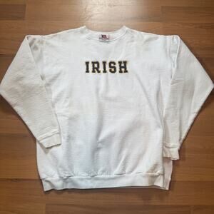 Vintage 90's Notre Dame Fighting Irish White Crewneck Pullover Sweatshirt Sz 2XL